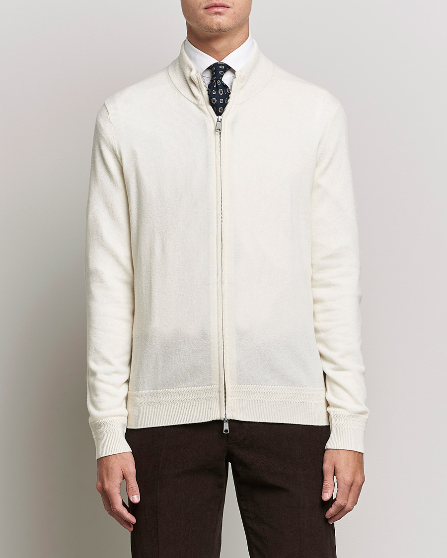 Herre | Morris Heritage | Morris Heritage | Dalton Wool/Cashmere Full Zip  Off White