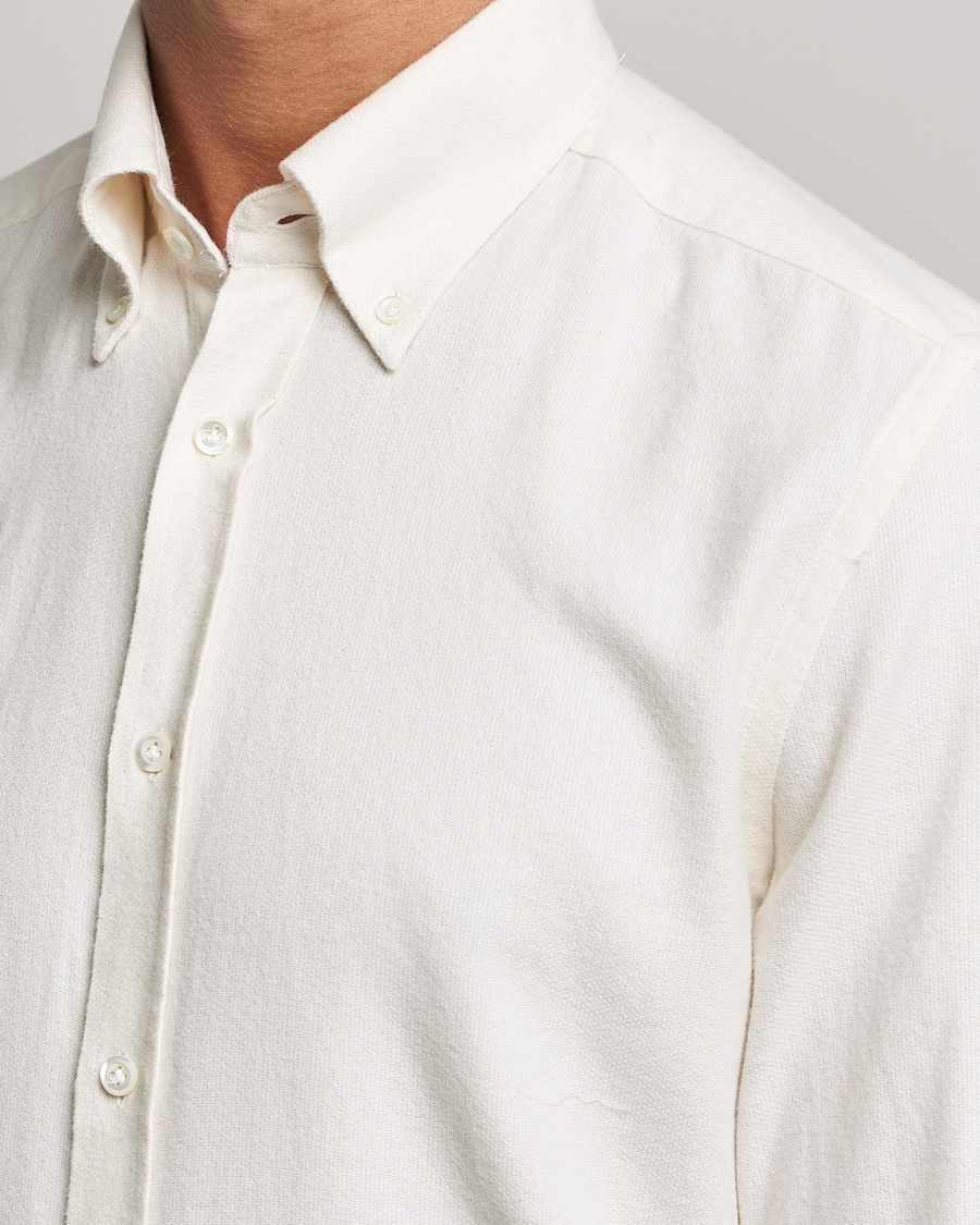 Herre | Skjorter | Morris Heritage | Button Down Flannel Shirt Off White