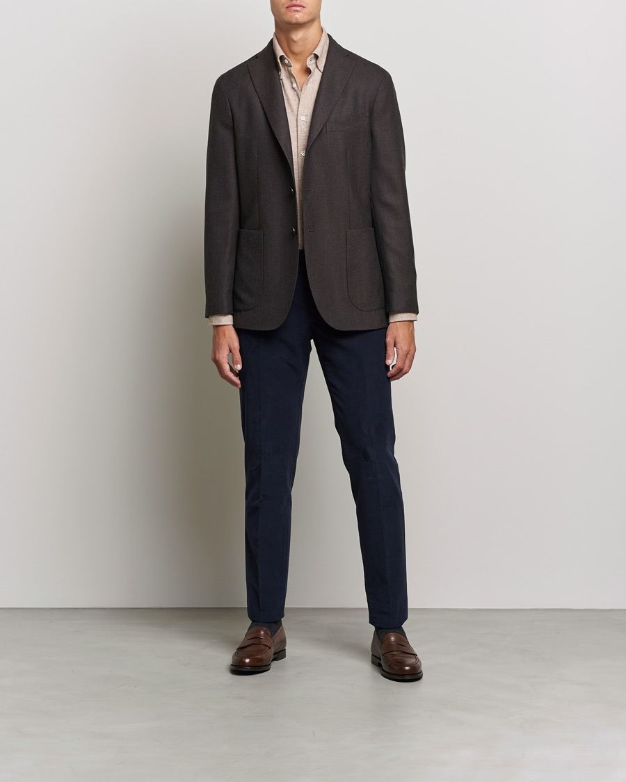 Herre | Skjorter | Morris Heritage | Button Down Flannel Shirt Brown