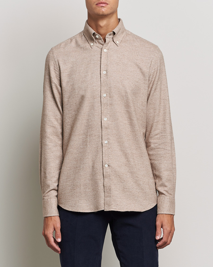 Herre | Skjorter | Morris Heritage | Button Down Flannel Shirt Brown