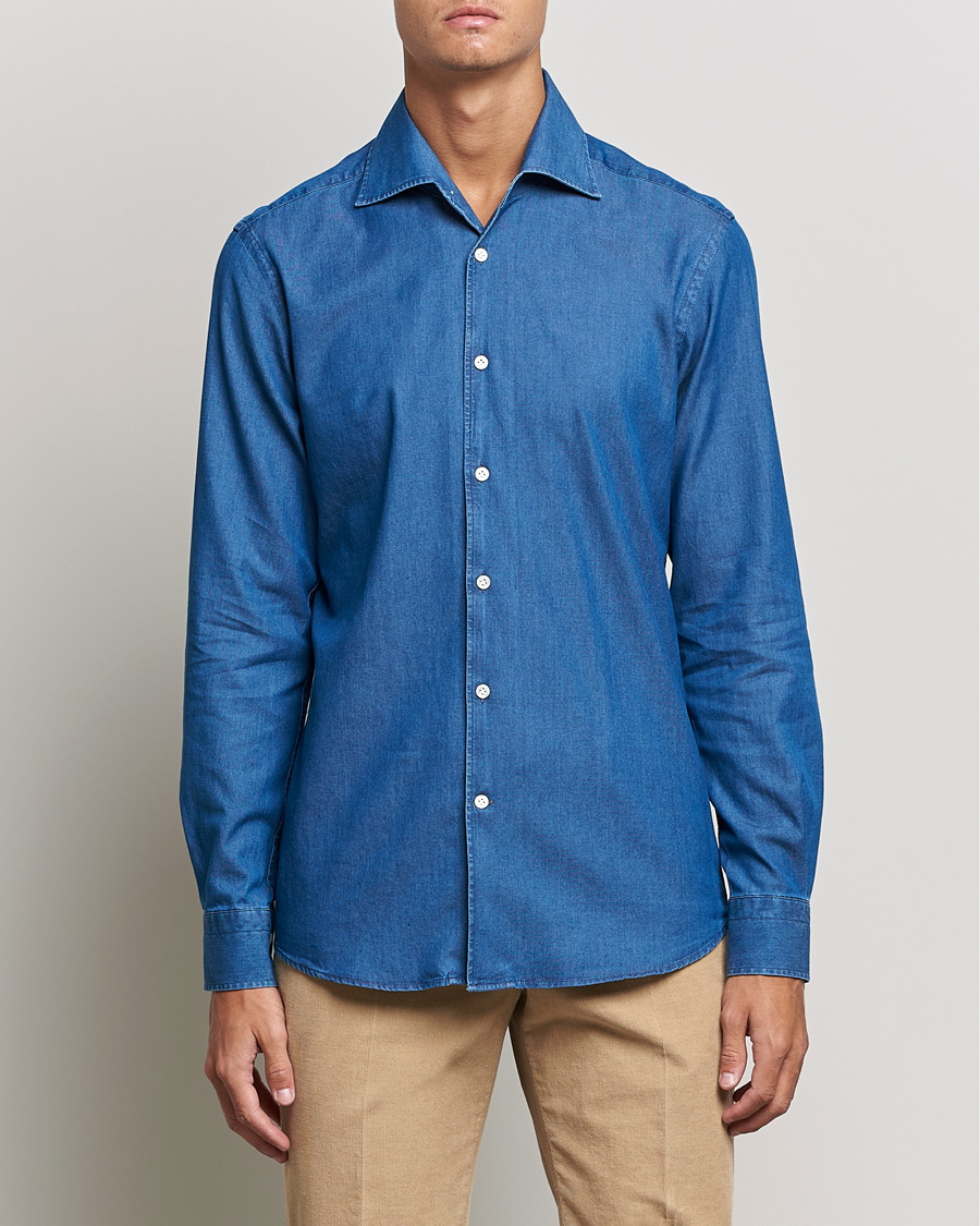 Herre | Skjorter | Morris Heritage | One Piece Denim Shirt Blue