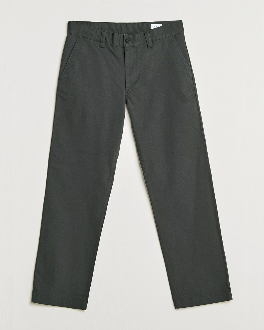 Herre | Bukser | NN07 | Alex Straight Fit Cotton Chinos Dark Army