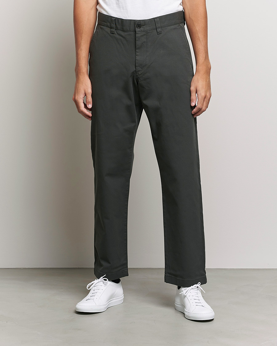 Herre | Bukser | NN07 | Alex Straight Fit Cotton Chinos Dark Army