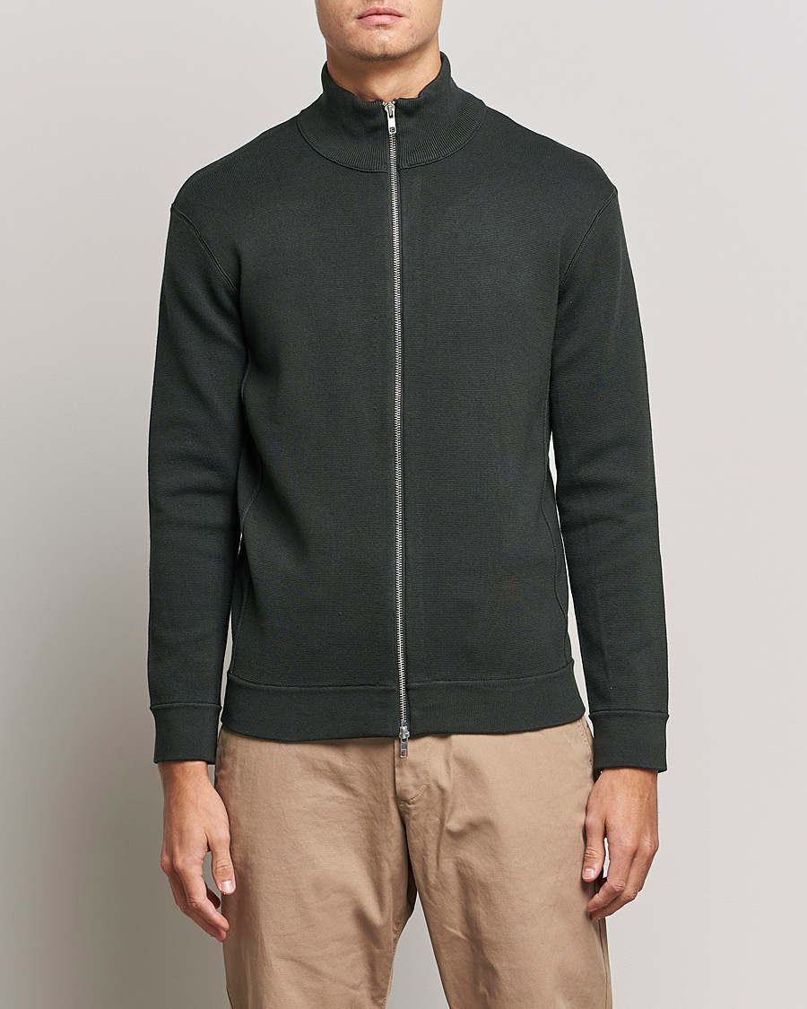 Herre | Gensere | NN07 | Luis Knitted Full-Zip Sweater Dark Army