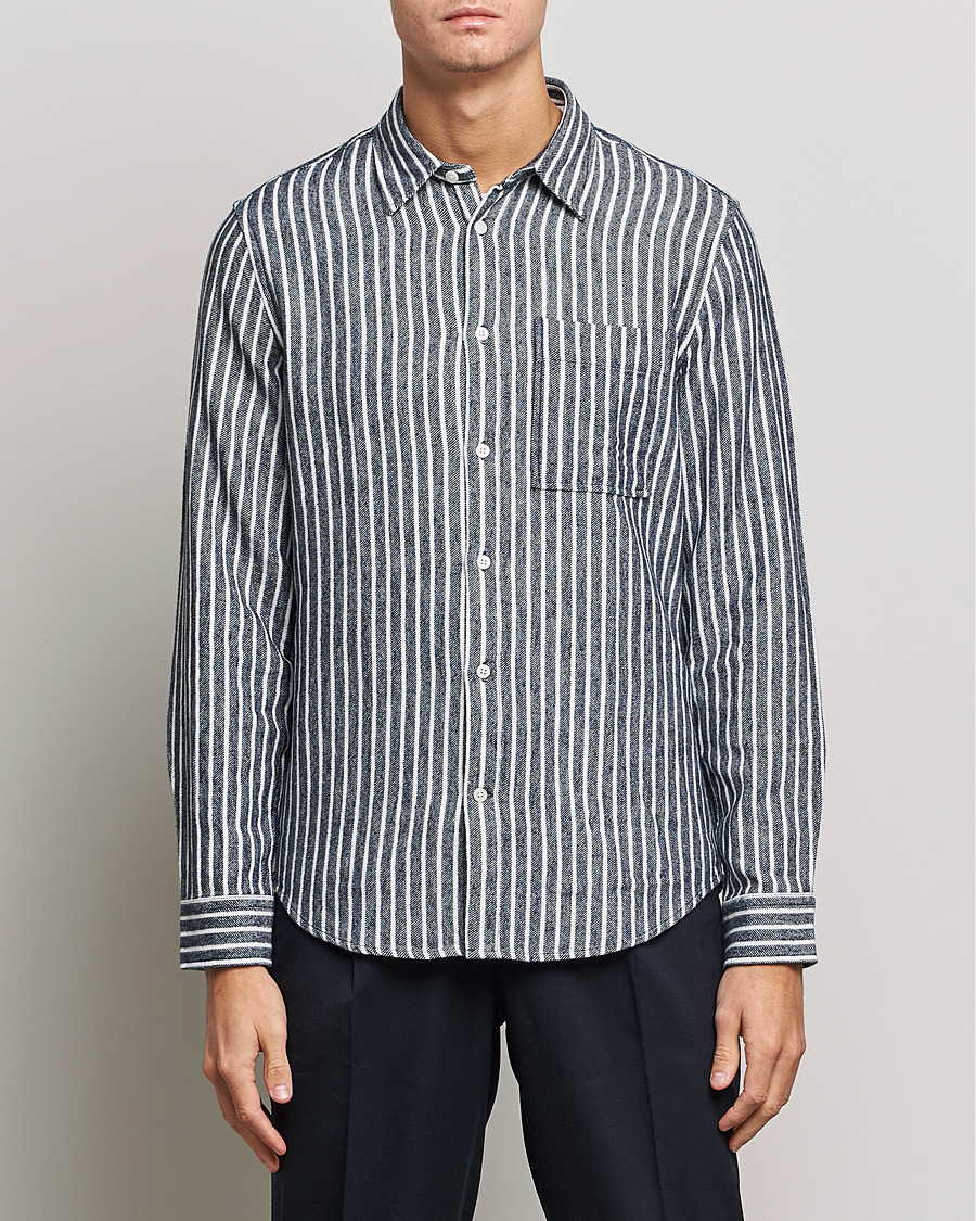 Herre |  | NN07 | Arne Flannel Striped Shirt Blue/White