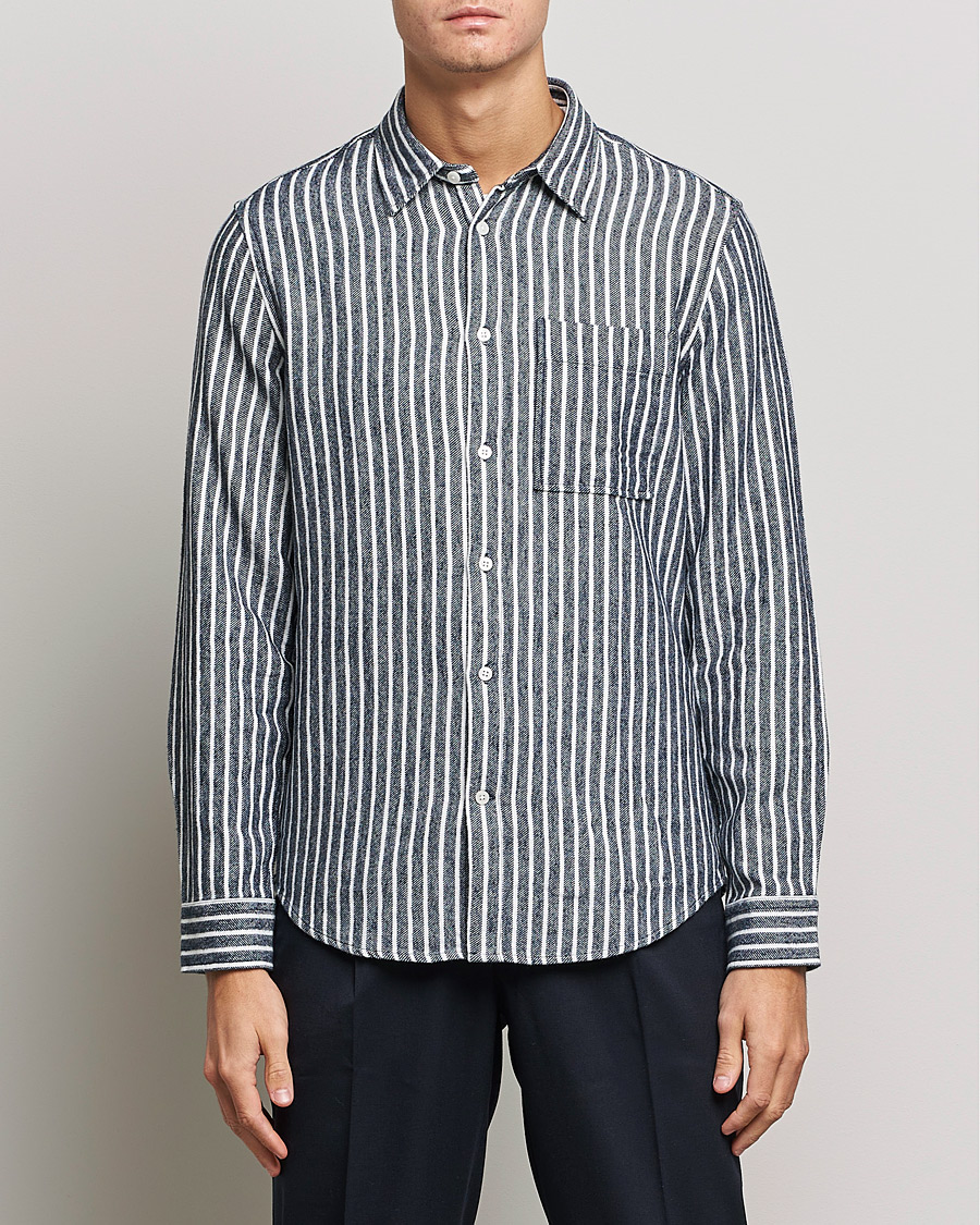 Herre | Skjorter | NN07 | Arne Flannel Striped Shirt Blue/White