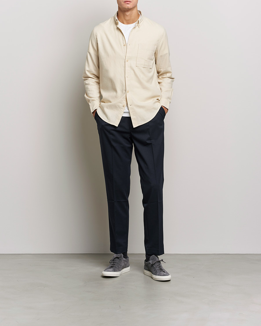 Herre | Flanellskjorter | NN07 | Arne Brushed Flannel Shirt Ecru