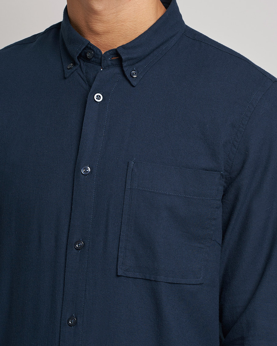 Herre | Skjorter | NN07 | Arne Brushed Flannel Shirt Navy Blue