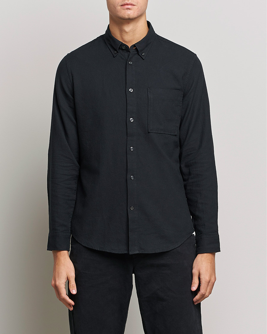 Herre |  | NN07 | Arne Brushed Flannel Shirt Black