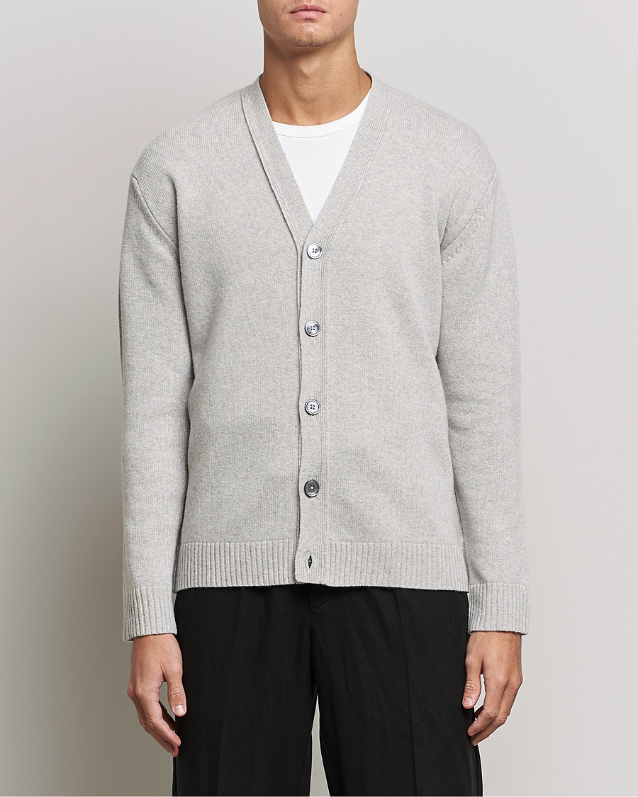 Herre | Gensere | NN07 | Bjorn Lambswool Cardigan Light Grey Melange