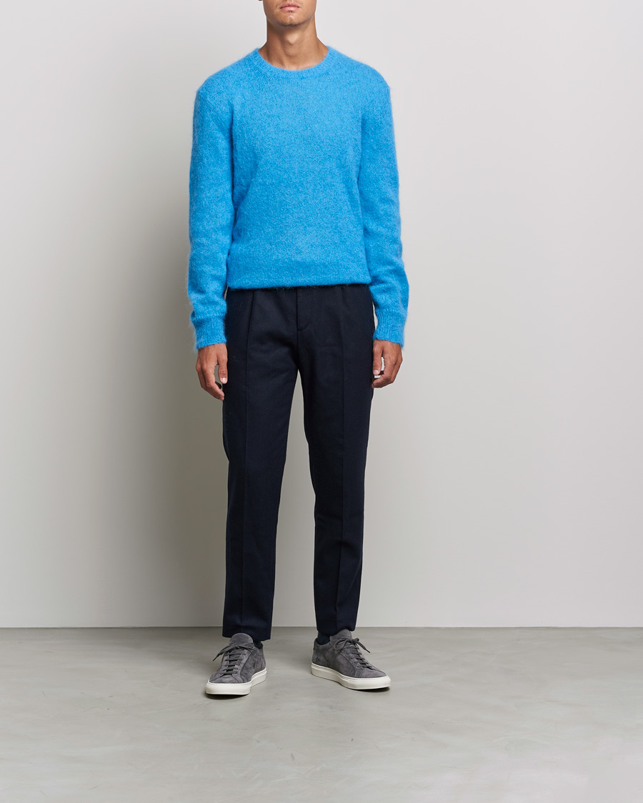 Herre |  | NN07 | Walther Alpacka Mohair Knitted Sweater Azur Blue