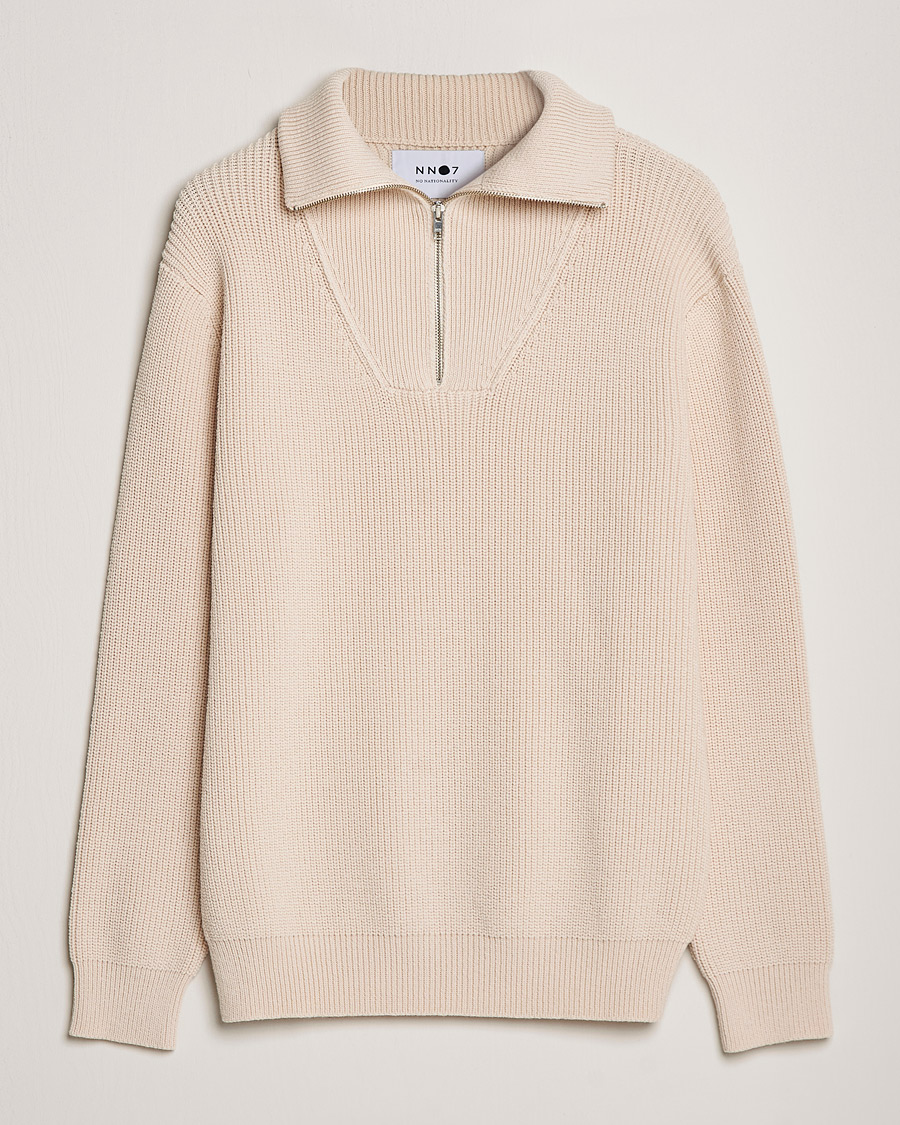 Herre | Gensere | NN07 | Roman Merino Heavy Knitted Half Zip Off White