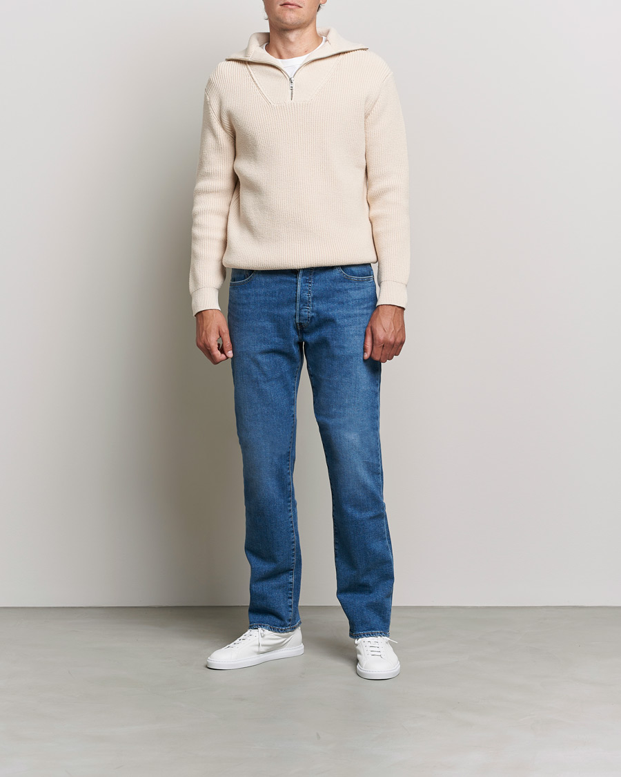 Herre | Gensere | NN07 | Roman Merino Heavy Knitted Half Zip Off White