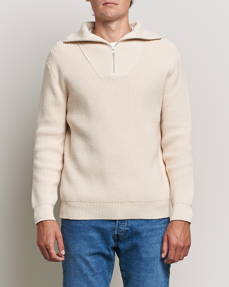 Herre | Gensere | NN07 | Roman Merino Heavy Knitted Half Zip Off White