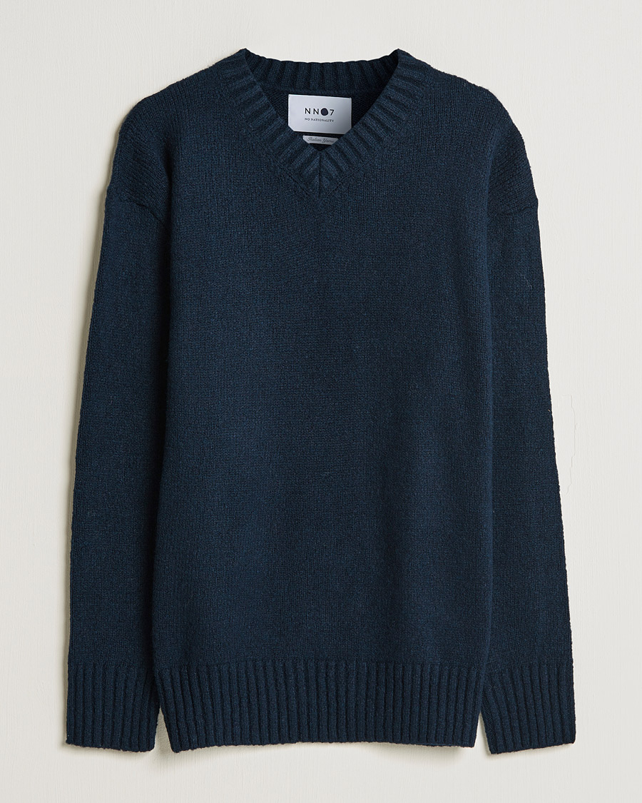 Herre | Gensere | NN07 | Grayson Knitted V-Neck Sweater Navy