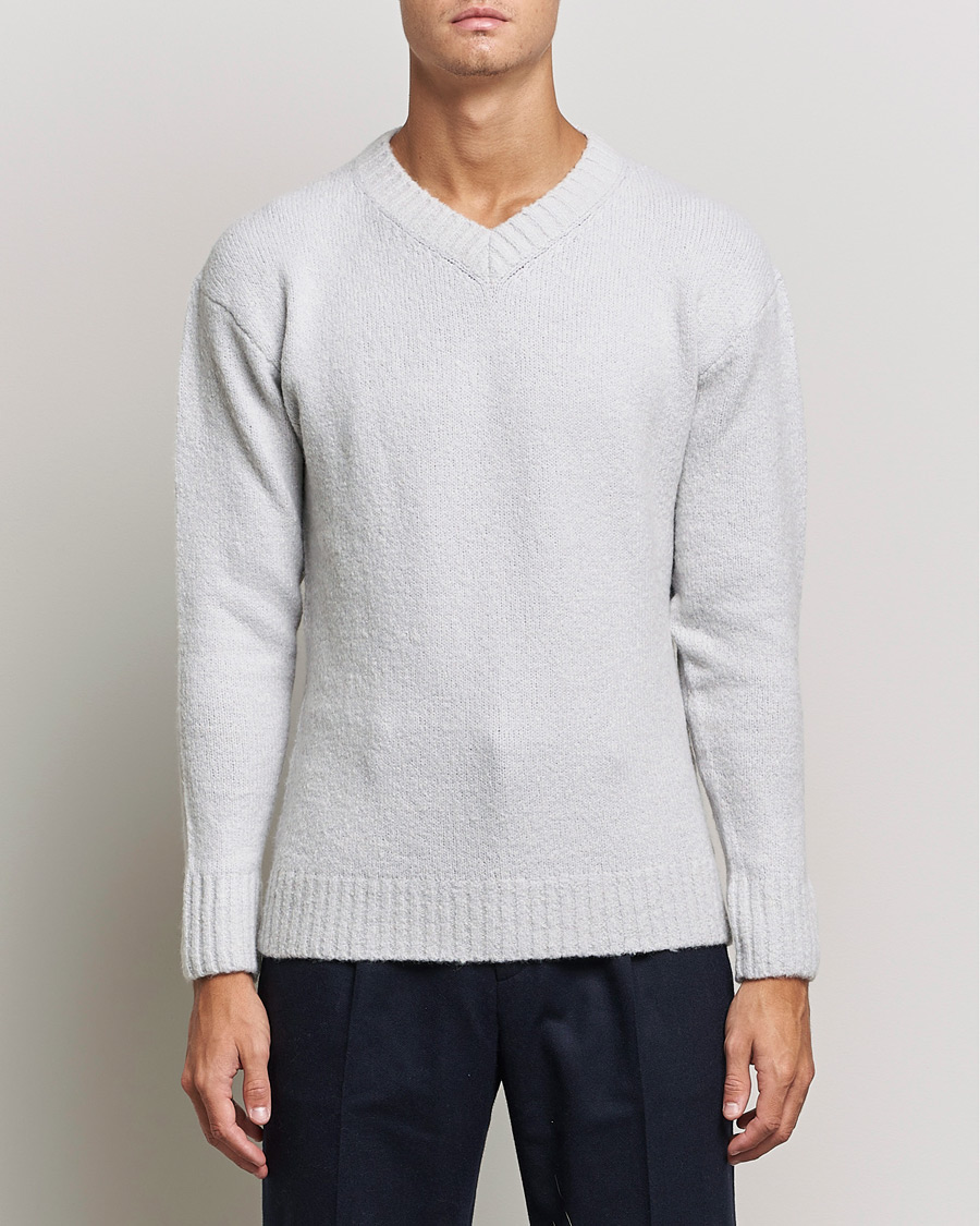 Herre |  | NN07 | Grayson Knitted V-Neck Sweater Light Grey