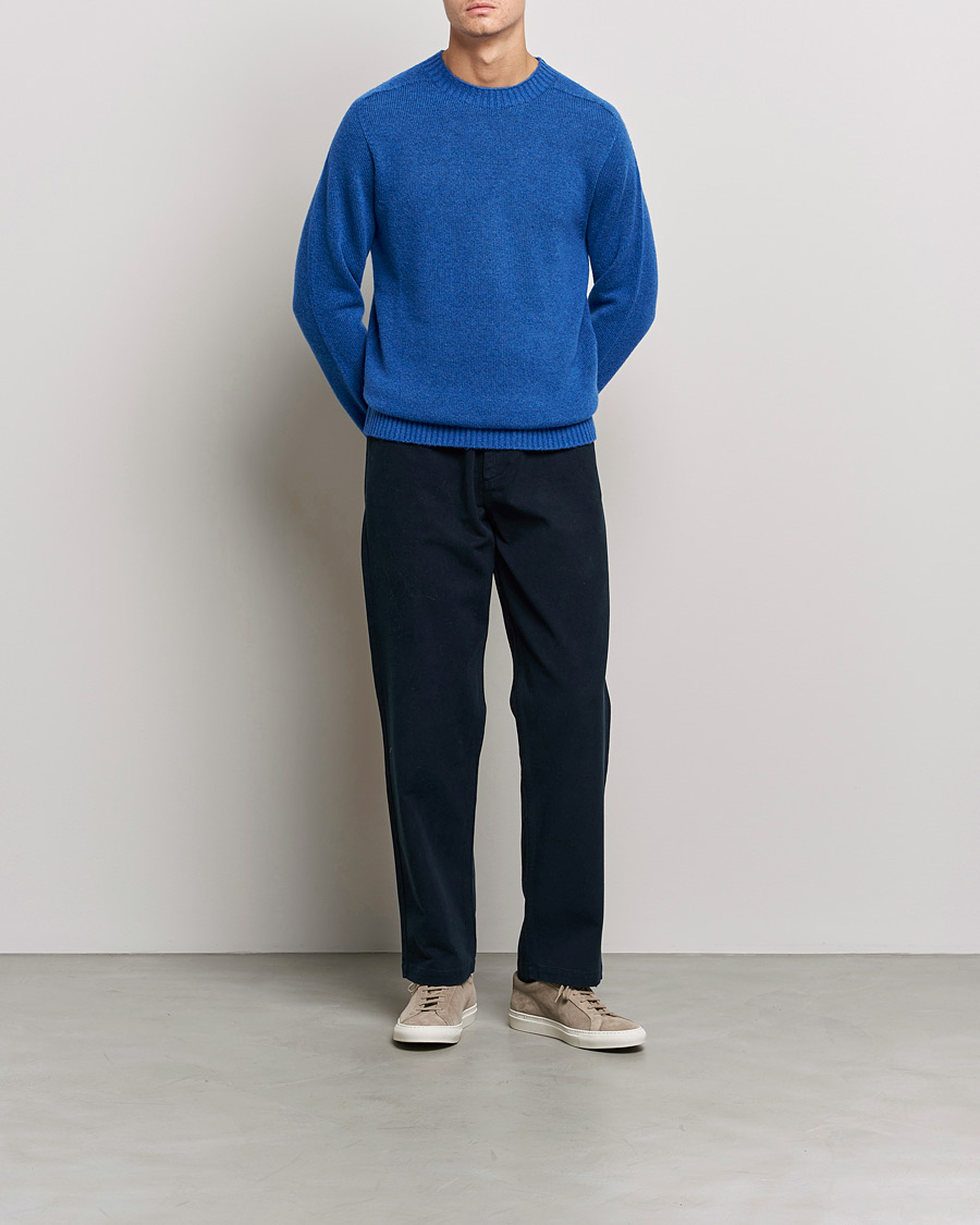Herre | Strikkede gensere | NN07 | Nathan Brushed Wool Knitted Sweater Cobolt Blue