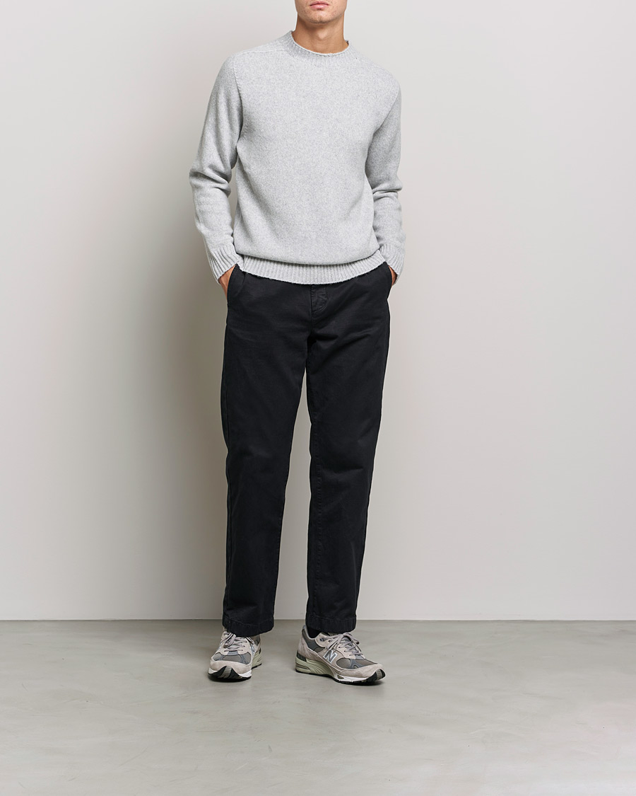 Herre | Gensere | NN07 | Nathan Brushed Wool Knitted Sweater Light Grey Mel