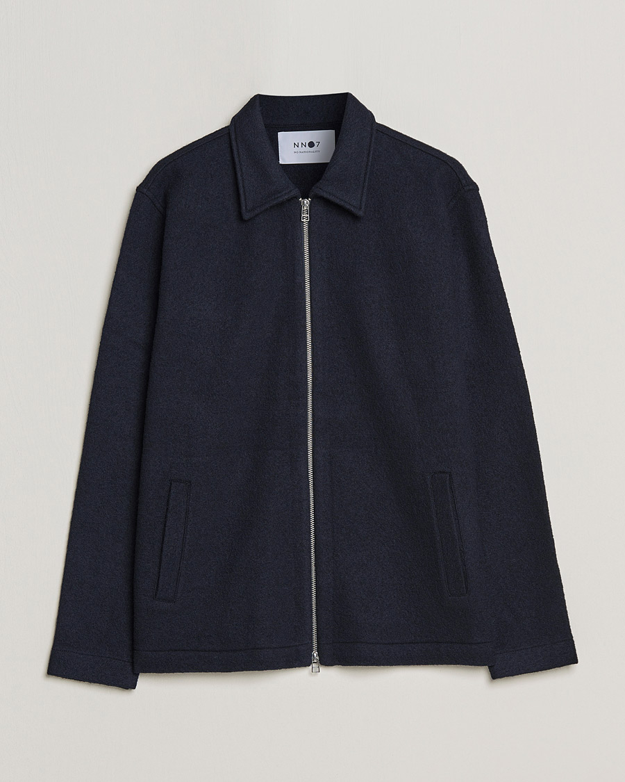 Herre | Gensere | NN07 | Ivan Boiled Wool Full Zip Navy