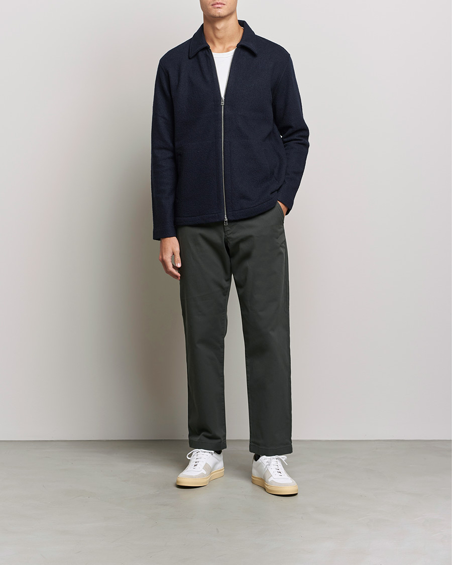 Herre | Gensere | NN07 | Ivan Boiled Wool Full Zip Navy