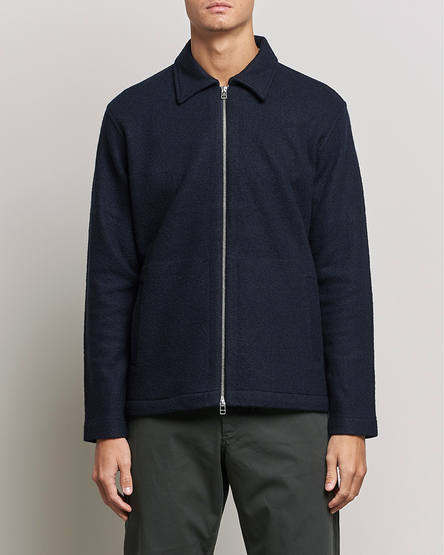 Herre | Gensere | NN07 | Ivan Boiled Wool Full Zip Navy