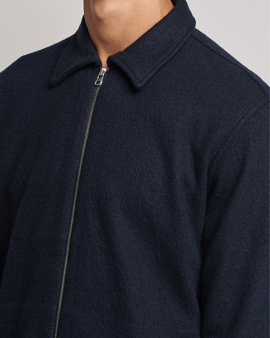 Herre | Gensere | NN07 | Ivan Boiled Wool Full Zip Navy