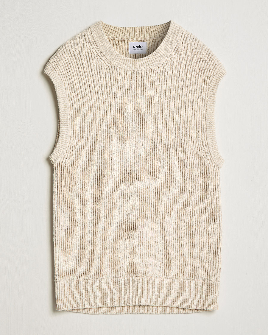 Herre | Gensere | NN07 | Jesse Ribbed Knited Vest Ecru