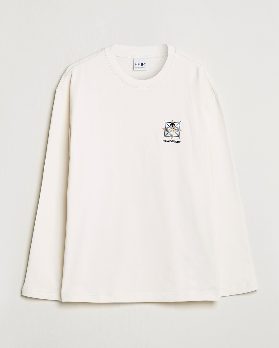 Herre | T-Shirts | NN07 | Alan Heavy Logo Long Sleeve T-Shirt Off White