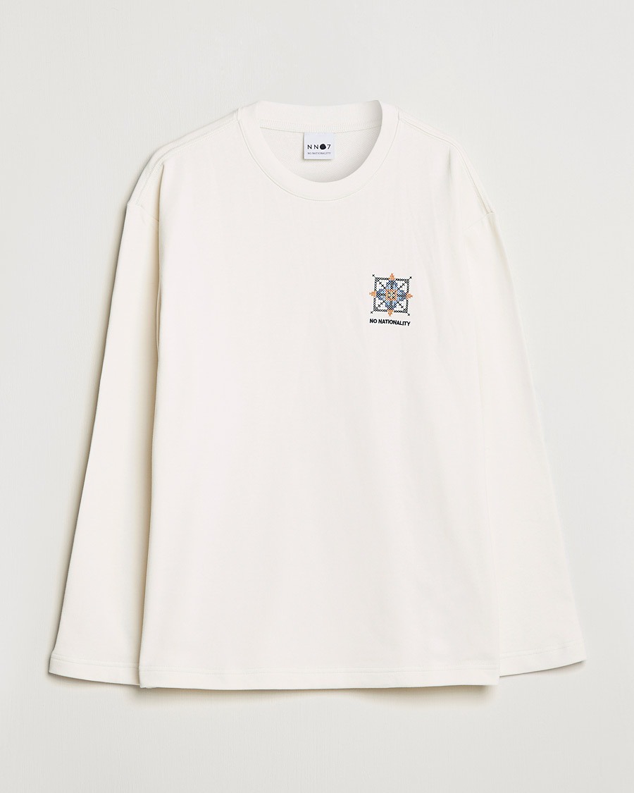 Herre | T-Shirts | NN07 | Alan Heavy Logo Long Sleeve T-Shirt Off White