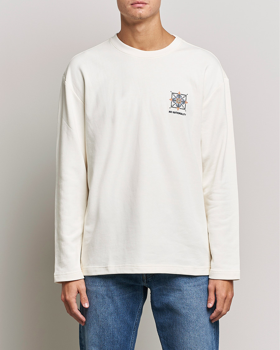 Herre | T-Shirts | NN07 | Alan Heavy Logo Long Sleeve T-Shirt Off White