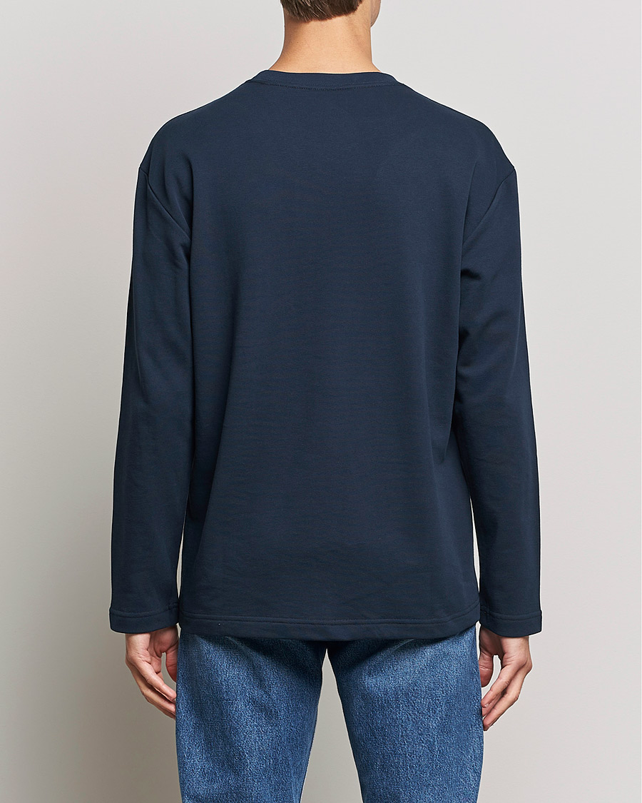 Herre | T-Shirts | NN07 | Alan Heavy Logo Long Sleeve T-Shirt Navy