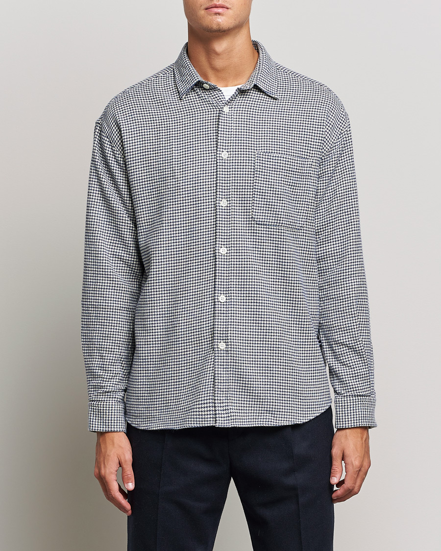Herre | Skjorter | NN07 | Deon Houndstooth Shirt Blue/White