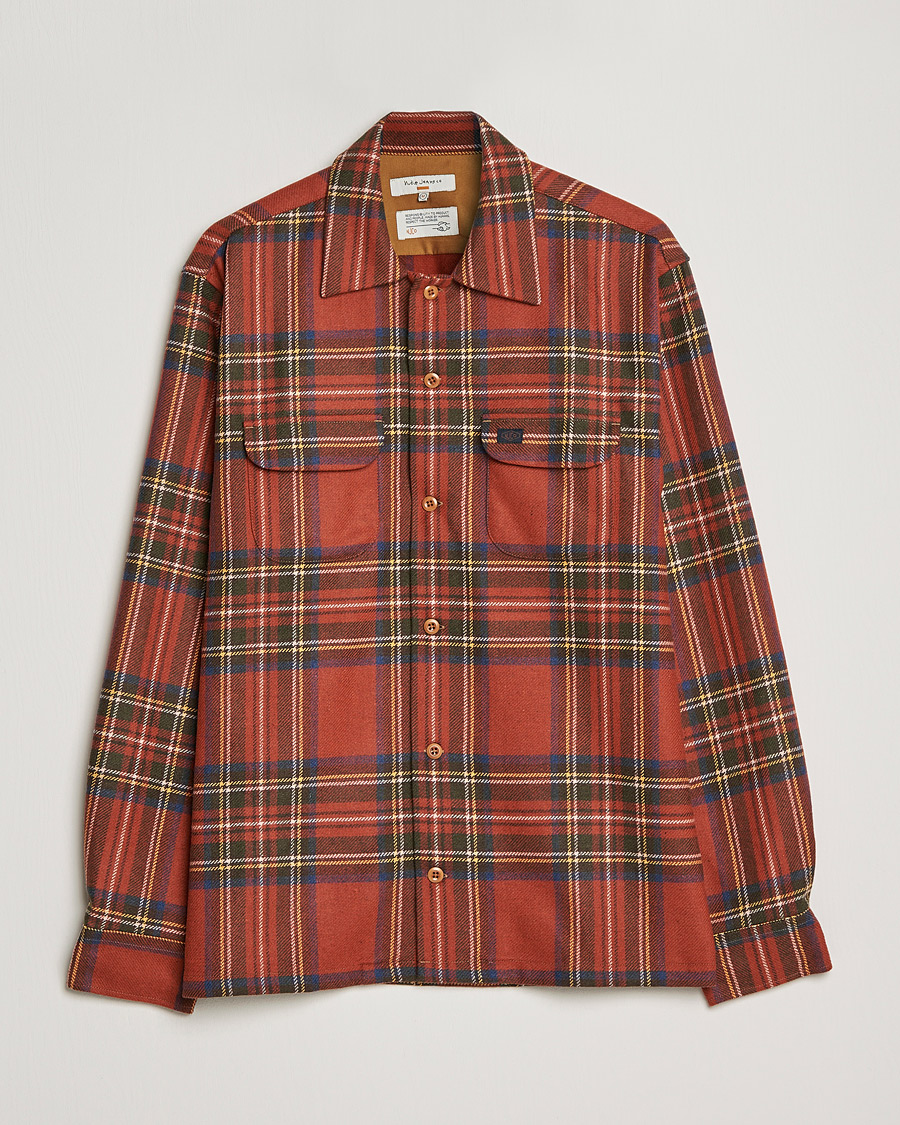 Herre | Skjorter | Nudie Jeans | Sten Wool Tartan Check Shirt Poppy Red