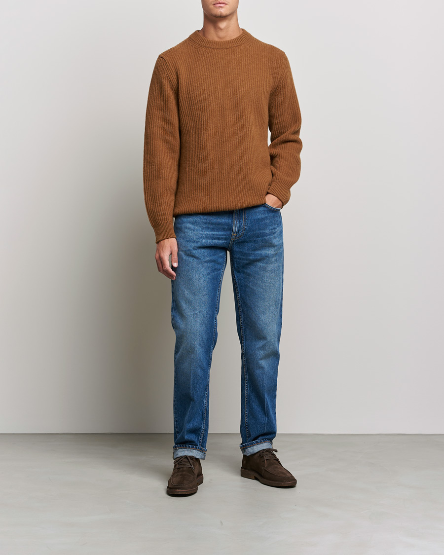 Herre | Gensere | Nudie Jeans | August Wool Rib Knitted Sweater Oak