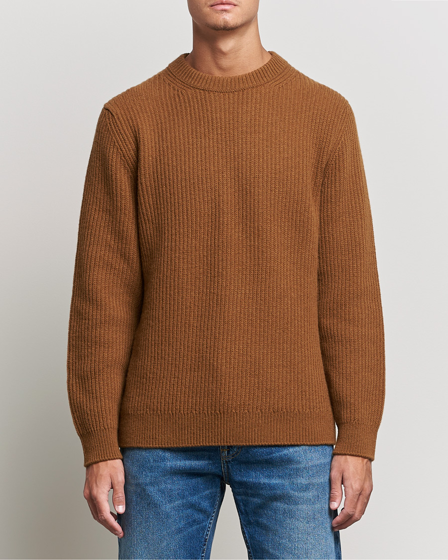 Herre | Nudie Jeans | Nudie Jeans | August Wool Rib Knitted Sweater Oak