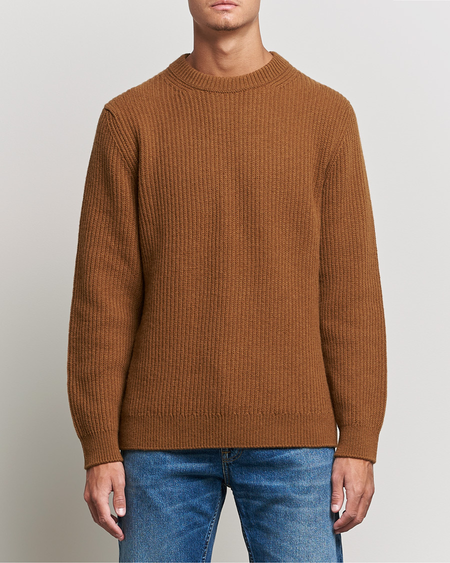 Herre | Gensere | Nudie Jeans | August Wool Rib Knitted Sweater Oak