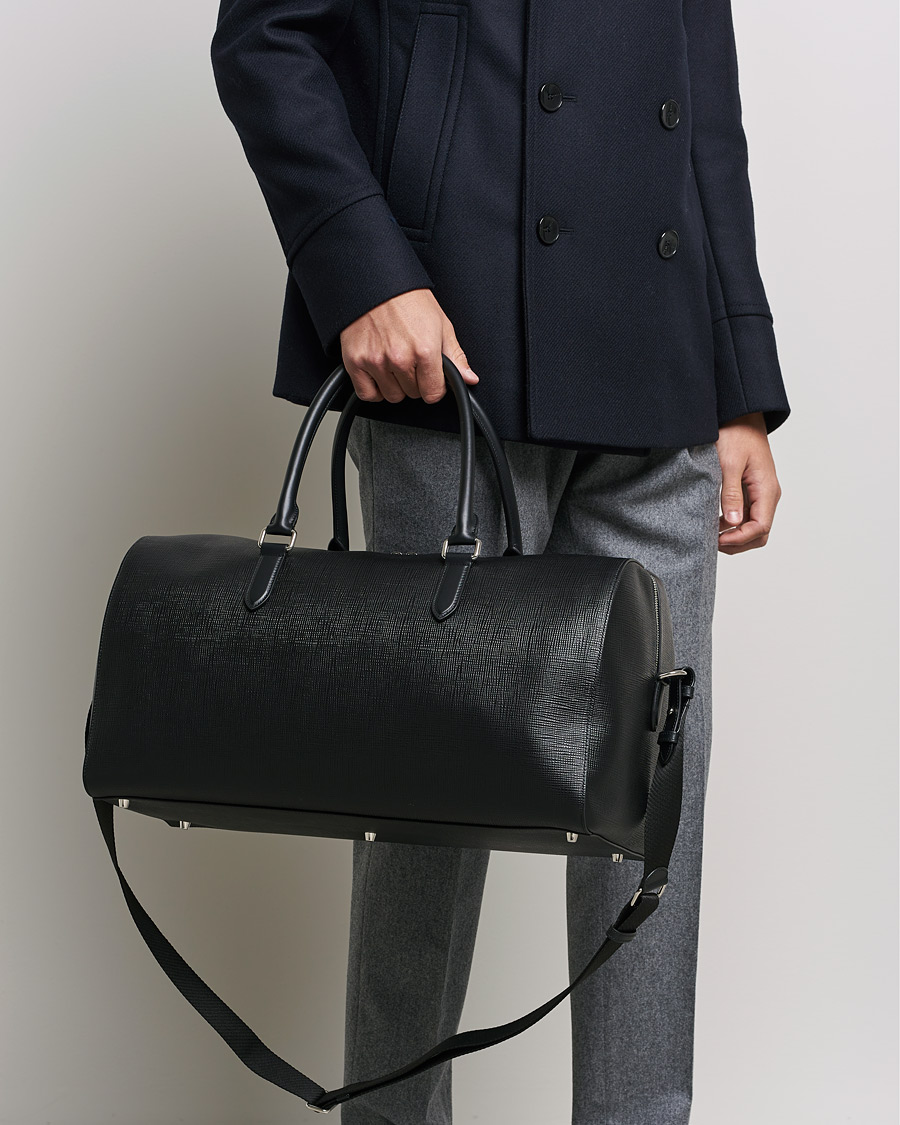 Herre | Smythson Panama Leather Weekendbag Black | Smythson | Panama Leather Weekendbag Black