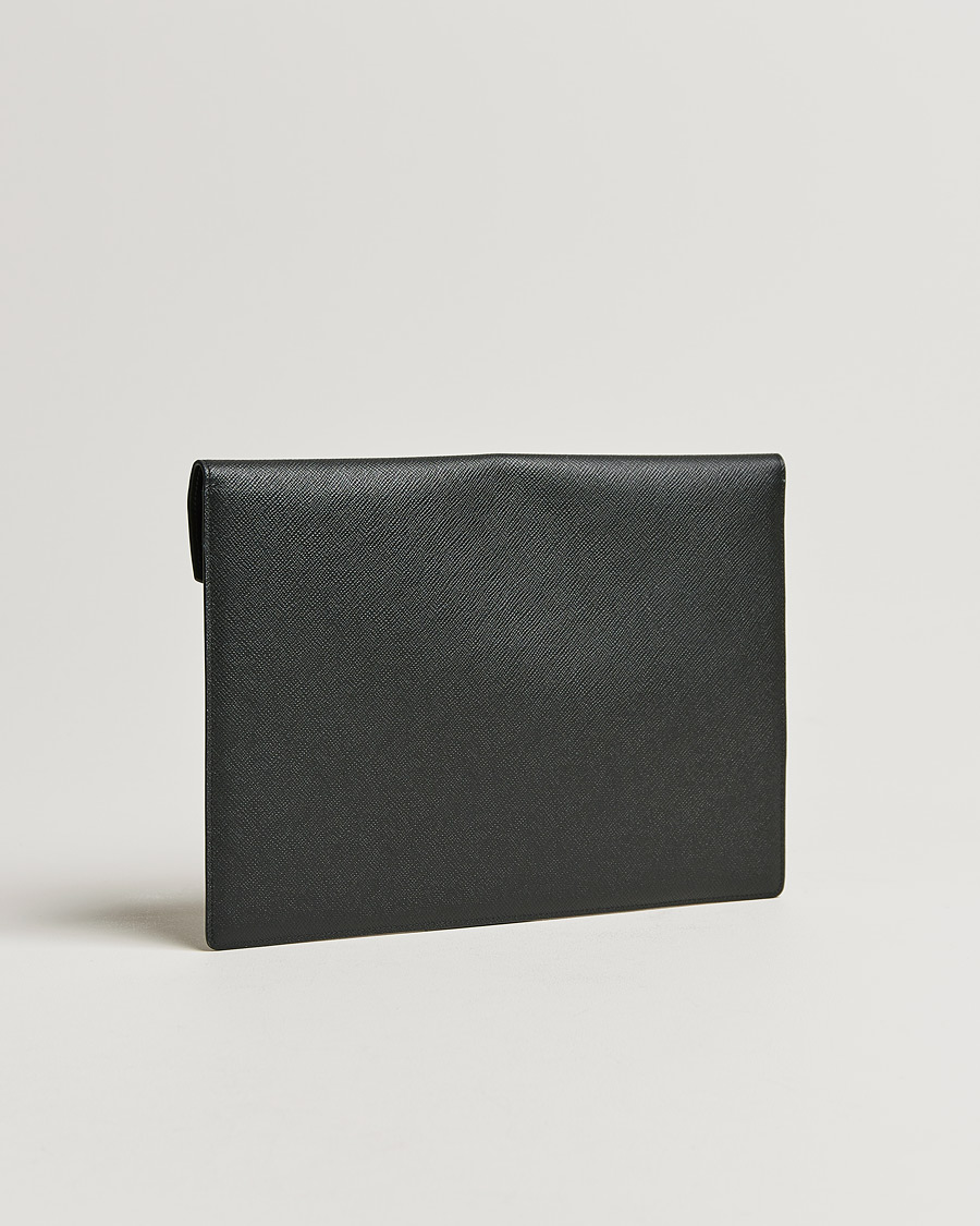 Herre | Smythson Panama Leather Large Envelope Portfolio Black | Smythson | Panama Leather Large Envelope Portfolio Black