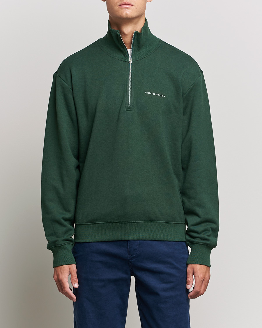 Herre |  | Tiger of Sweden | Marlon Half Zip Sweatshirt Ever Green