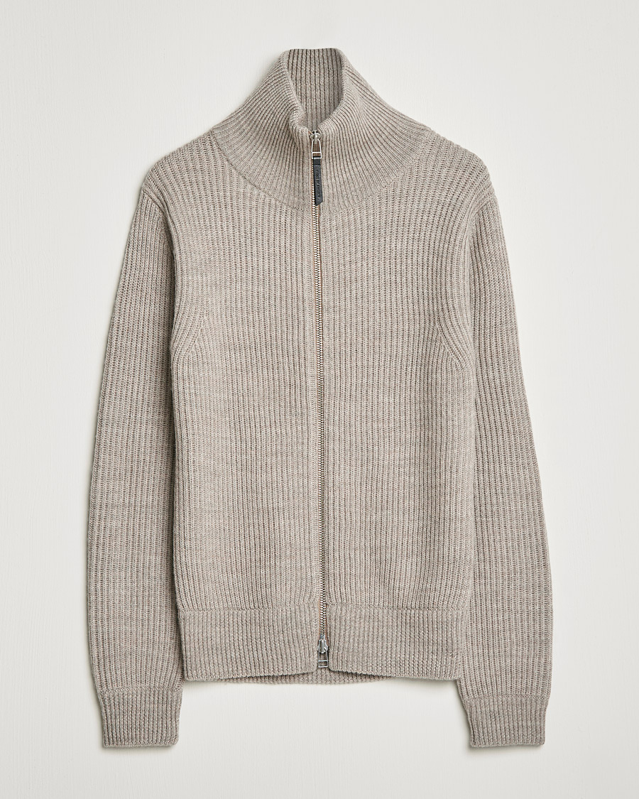 Herre | Gensere | Tiger of Sweden | Nyman Wool Zip Cardigan Moon Stone