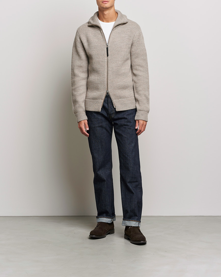 Herre | Gensere | Tiger of Sweden | Nyman Wool Zip Cardigan Moon Stone