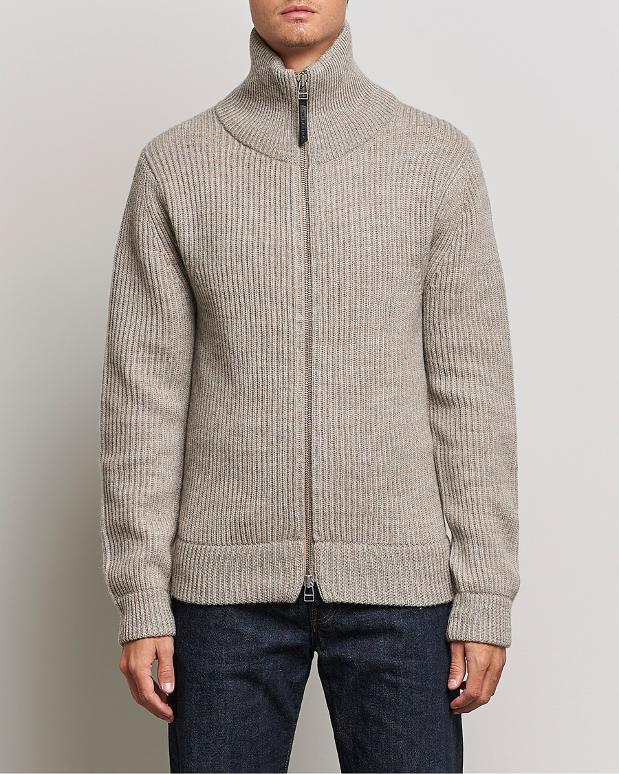 Herre | Gensere | Tiger of Sweden | Nyman Wool Zip Cardigan Moon Stone