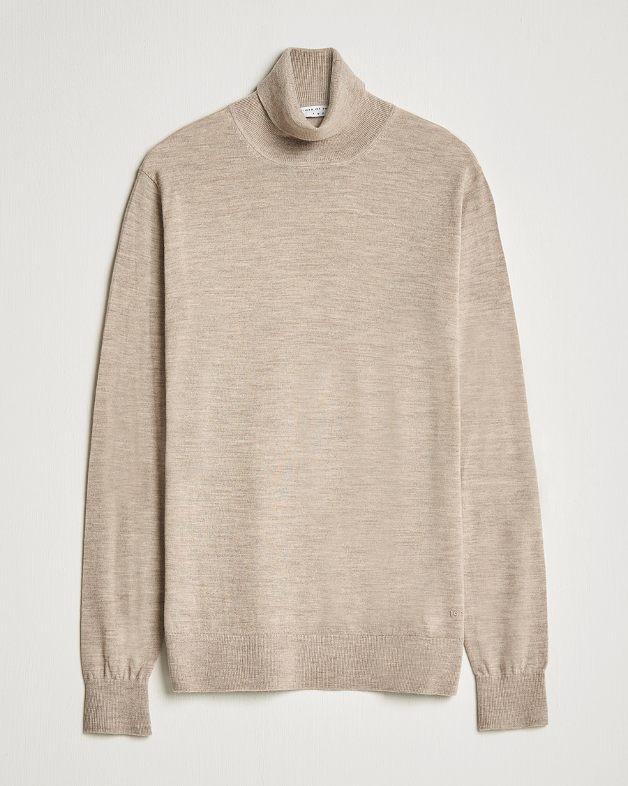 Herre | Gensere | Tiger of Sweden | Neville Extra Fine Merino Polo Beige Melange