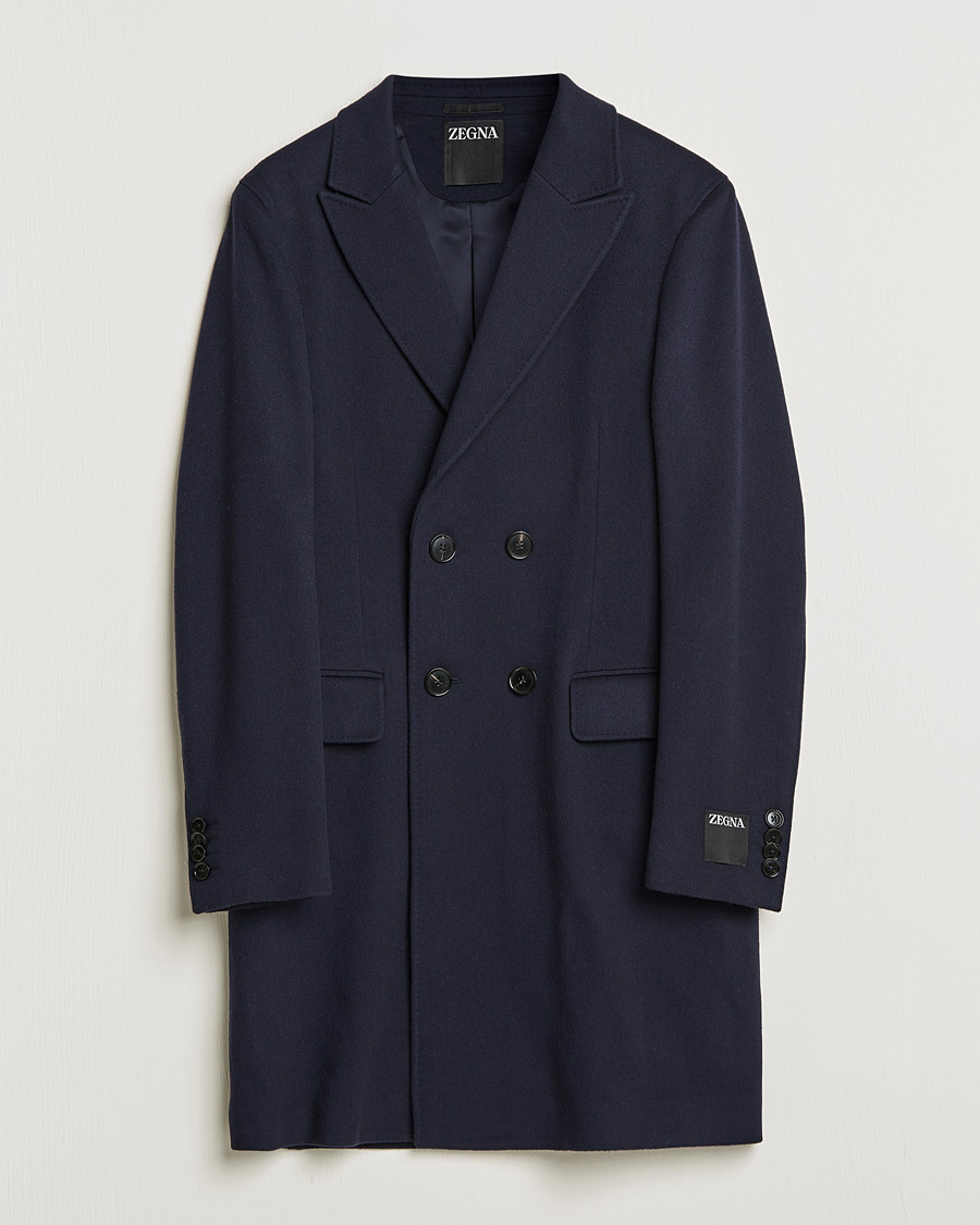 Herre | Jakker | Zegna | Double Breasted Cashmere Coat Navy