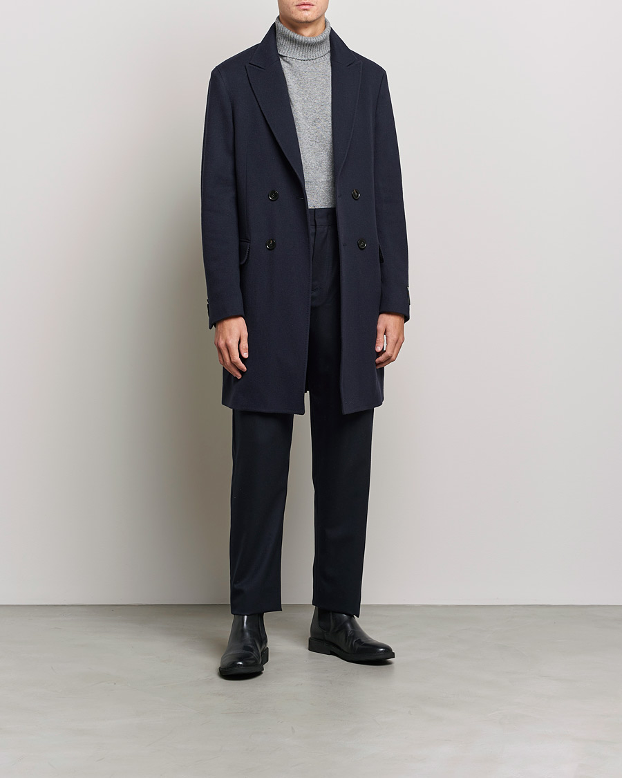 Herre |  | Zegna | Double Breasted Cashmere Coat Navy
