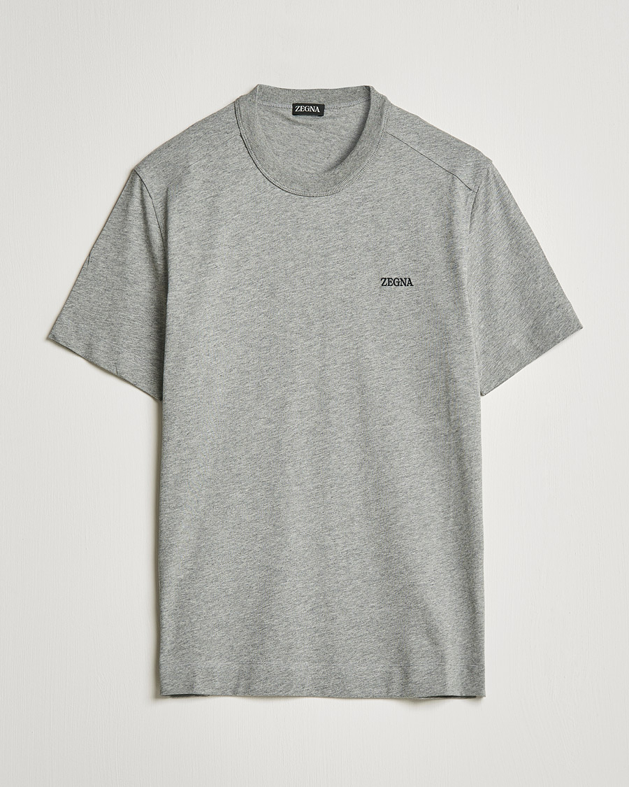 Herre |  | Zegna | Premium Cotton T-Shirt Grey Melange