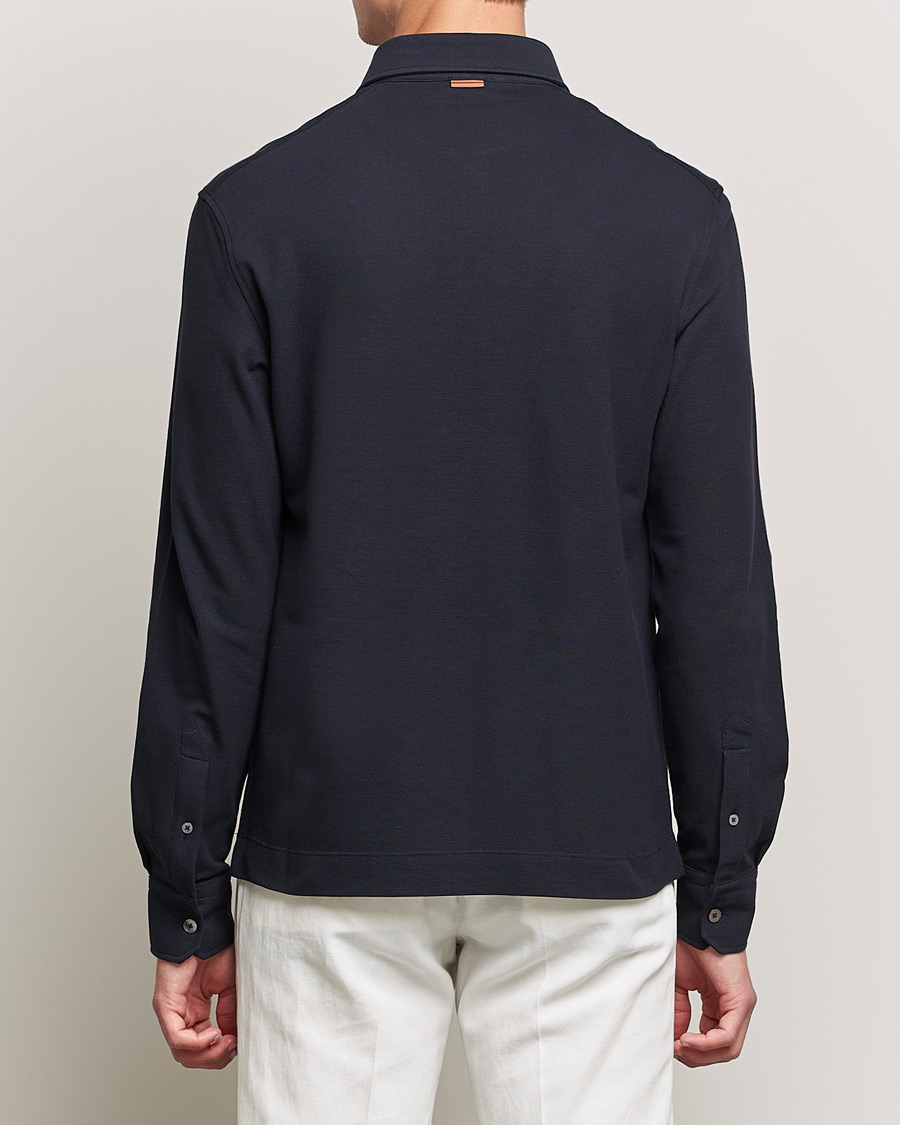 Herre | Pikéer | Zegna | Long Sleeve Cotton Piquet Polo Navy