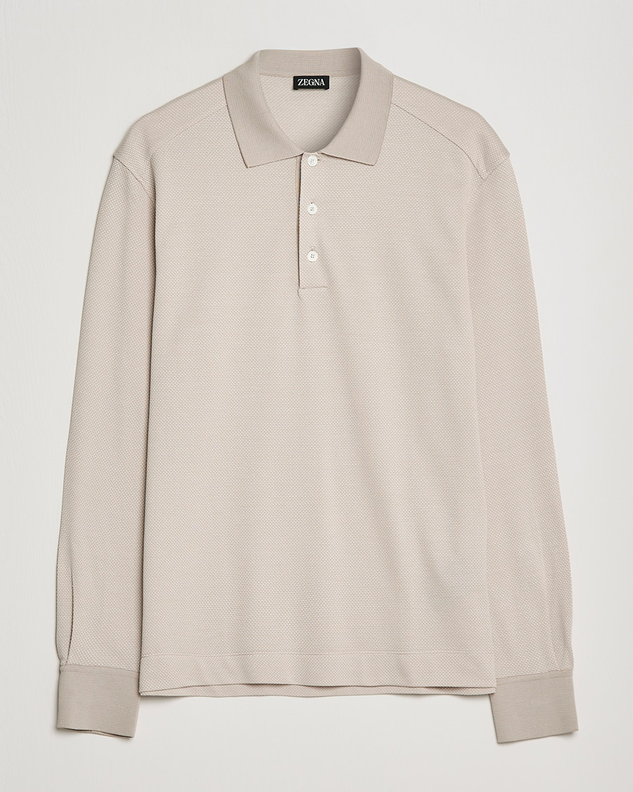 Herre | Gensere | Zegna | Cotton/Silk Long Sleeve Polo Beige