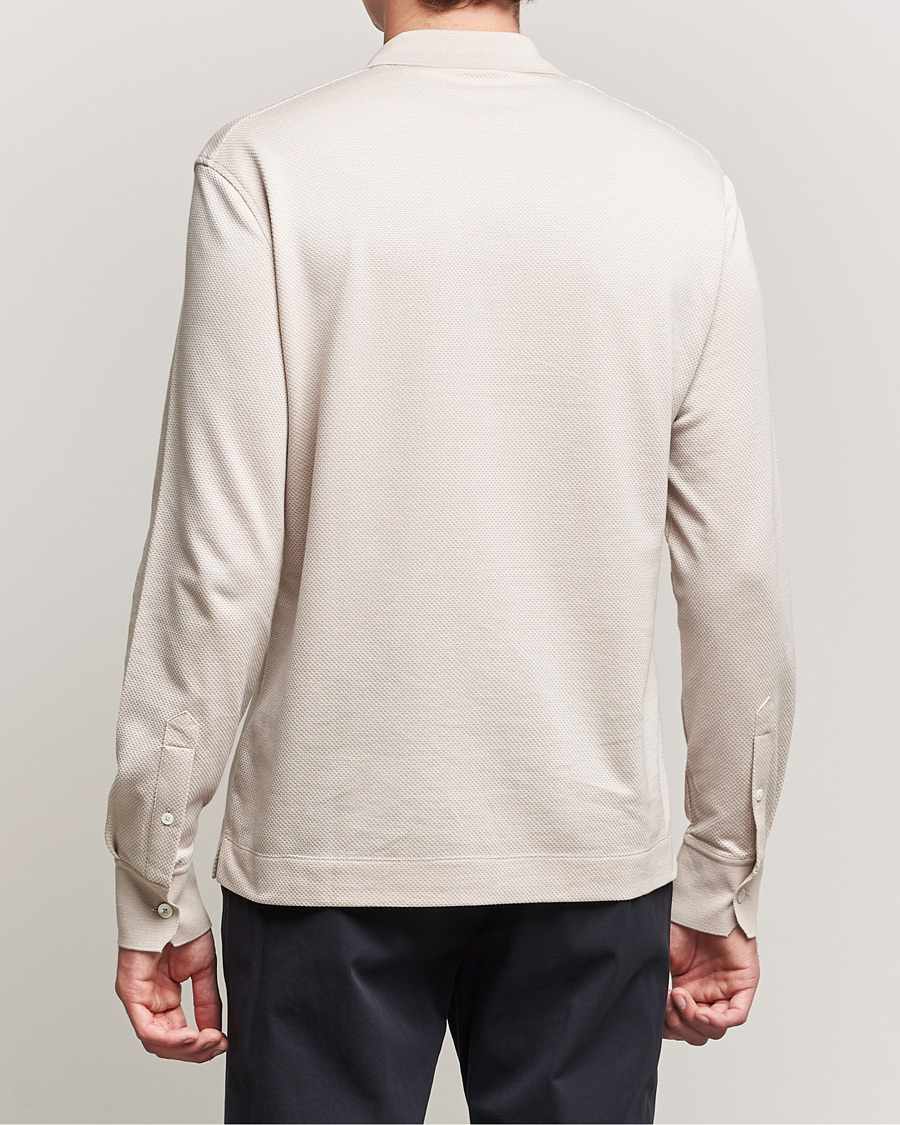 Herre | Gensere | Zegna | Cotton/Silk Long Sleeve Polo Beige