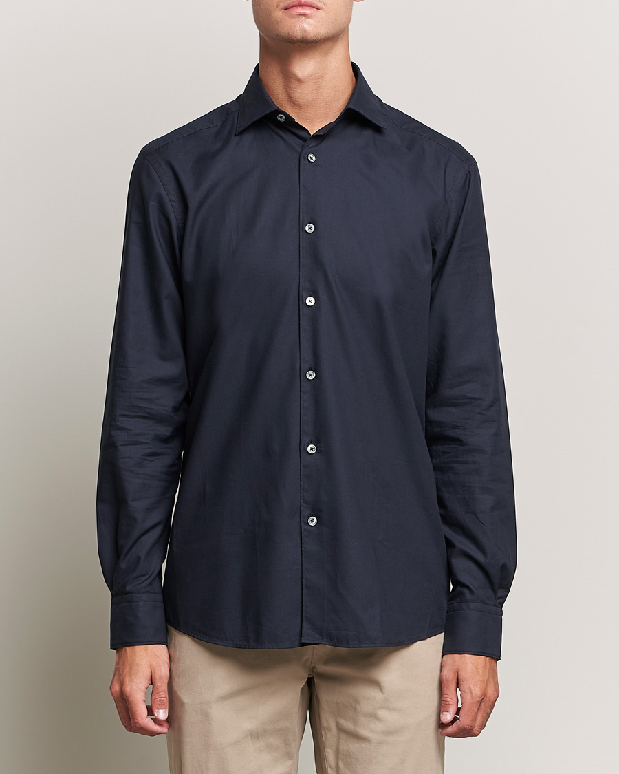 Herre |  | Zegna | Premium Cotton Shirt Navy